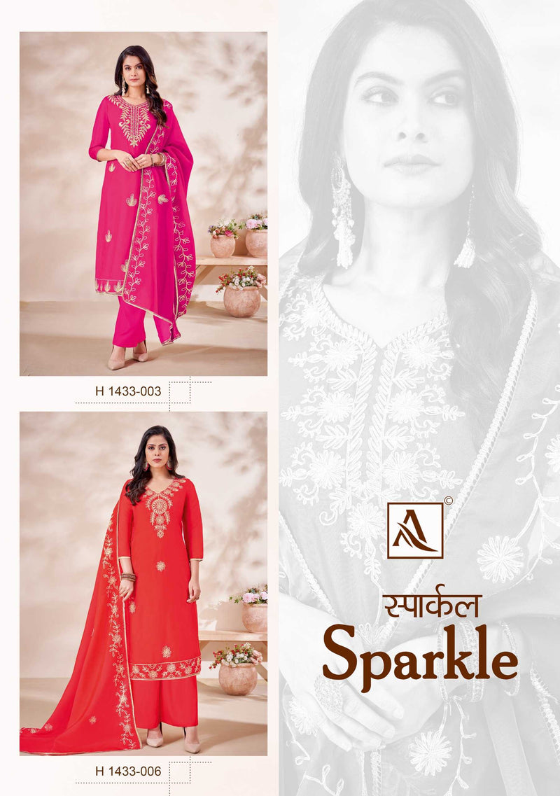 Alok Suit Sparkle Premium Organza Gota Work Embroidered Diamond Work Salwar Suit