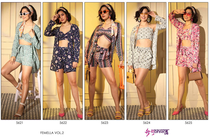 Shubhvastra Femella Vol 2 Crepe Fabric Fancy Designer Best Summer Wear Shrug Style Cord Set Collection