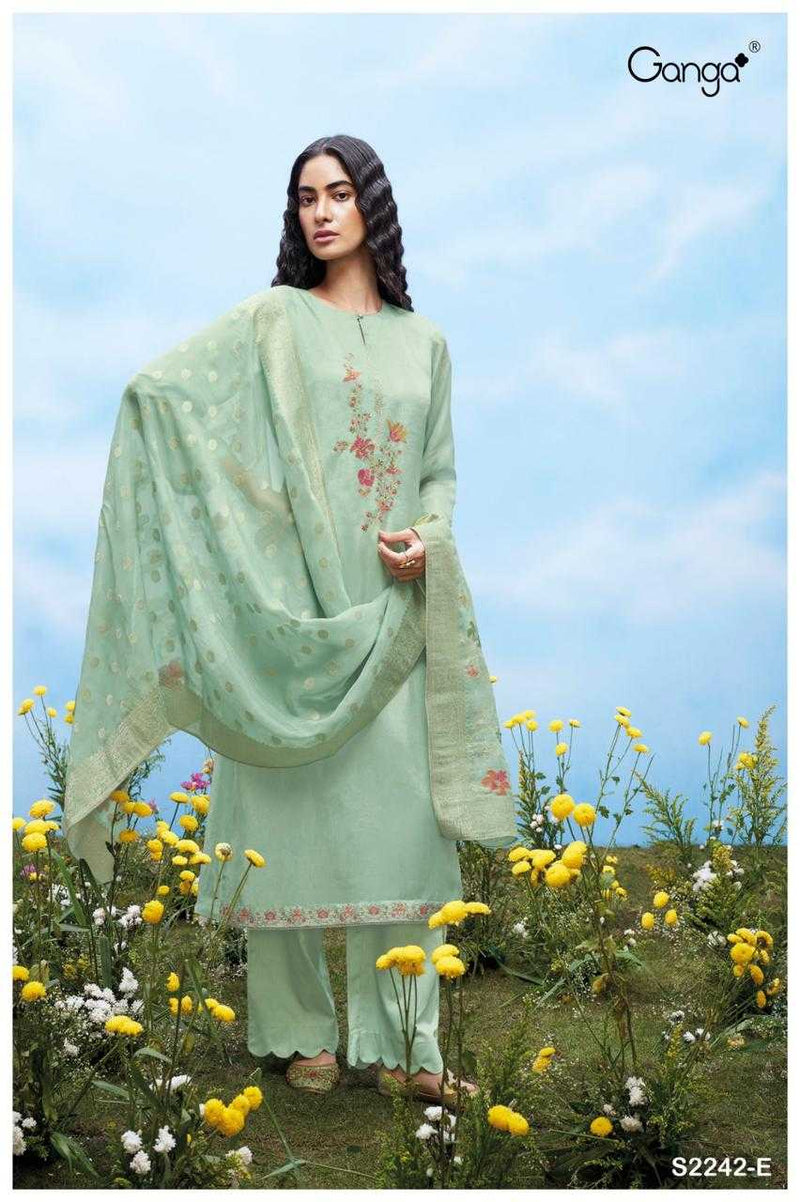 Ganga Suit Aspyn 2242 Premium Organza Solid Embroidered Handwork Salwar Suit