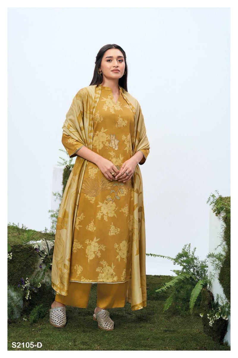 Ganga Suit Liliana 2105 Premium Cotton Silk Printed With Embroidery Work Suit