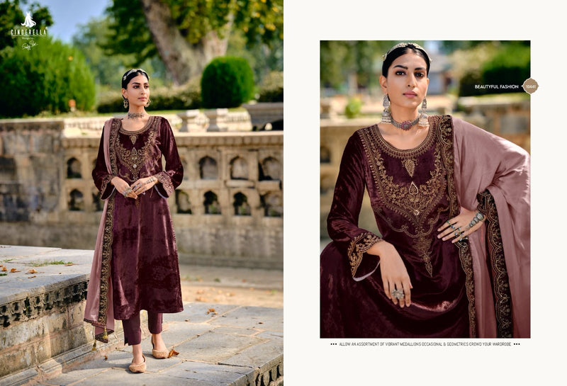 Cindrella Jardoshi Velvet Heavy Embroidery Designer Salwar Kameez