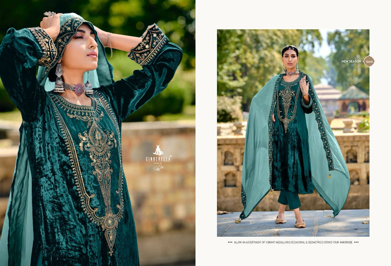 Cindrella Jardoshi Velvet Heavy Embroidery Designer Salwar Kameez
