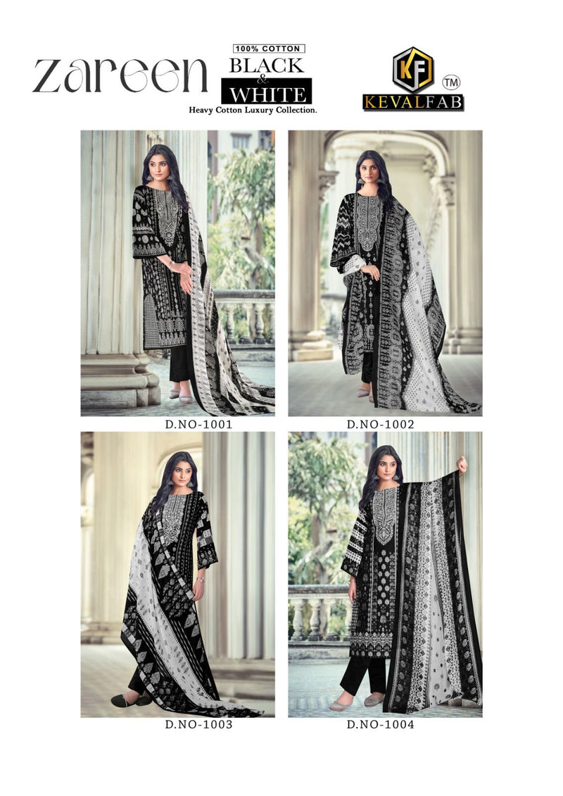 Keval Fab Zareen Black & White Pure Cotton Printed Casual Wear Salwar Kameez