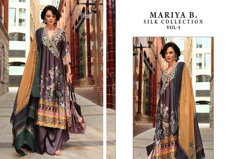 Shree Fabs Maria B Silk Collection Vol 5 Satin Embroidered Suit Collection