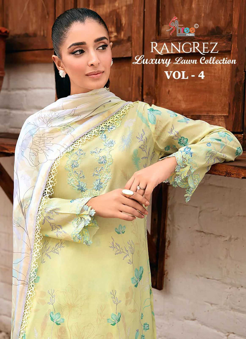 Shree Fabs Rangrez Luxury Lawn Collection Vol 4 Pure Cotton Embroidered Work Salwar Suit