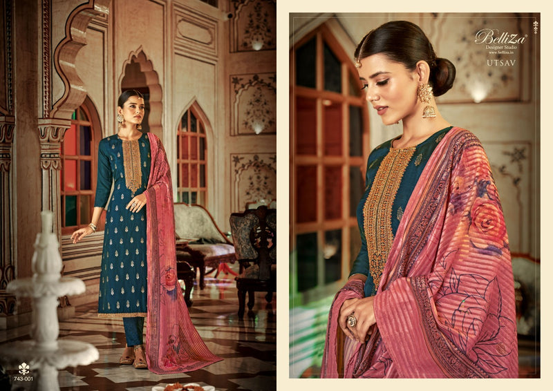 Belliza Designer Studio Utsav Dola Jacquard Exclusive Embroidery Suit Collection