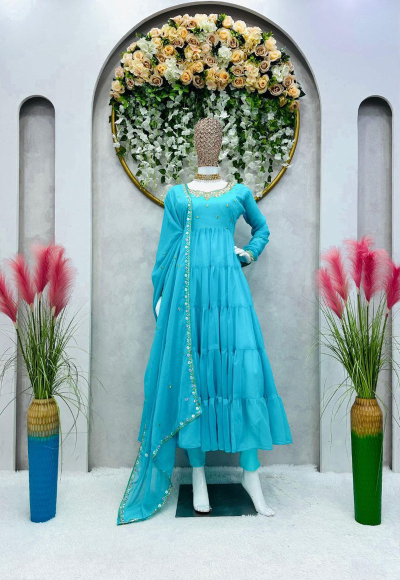 Kd D No 1368 Fox Georgette With Sequence Work Exclusive Single Kurti
