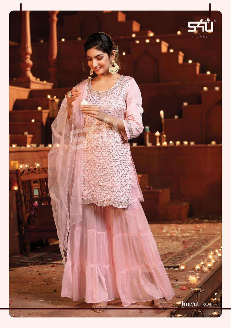 S4u Inayat Vol 3 Georgette Exclusive Embroidery Readymade Sharara Suits Beautiful Eid Collection