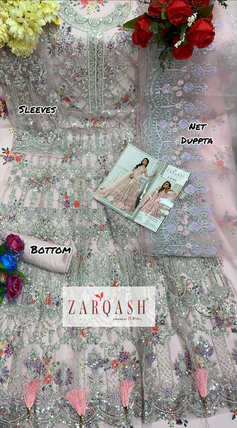 Zarqash Amalia Vol 4 Butterfly Net Heavy Embroidered Designer Pakistani Style Wedding Wear Salwar Suits