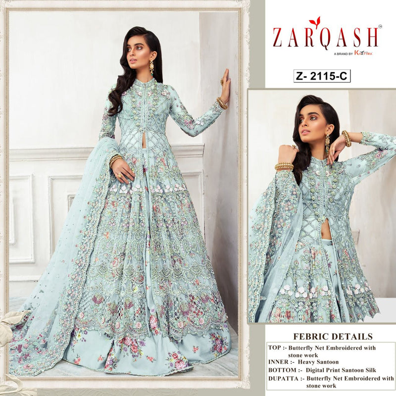 Zarqash Amalia Vol 4 Butterfly Net Heavy Embroidered Designer Pakistani Style Wedding Wear Salwar Suits