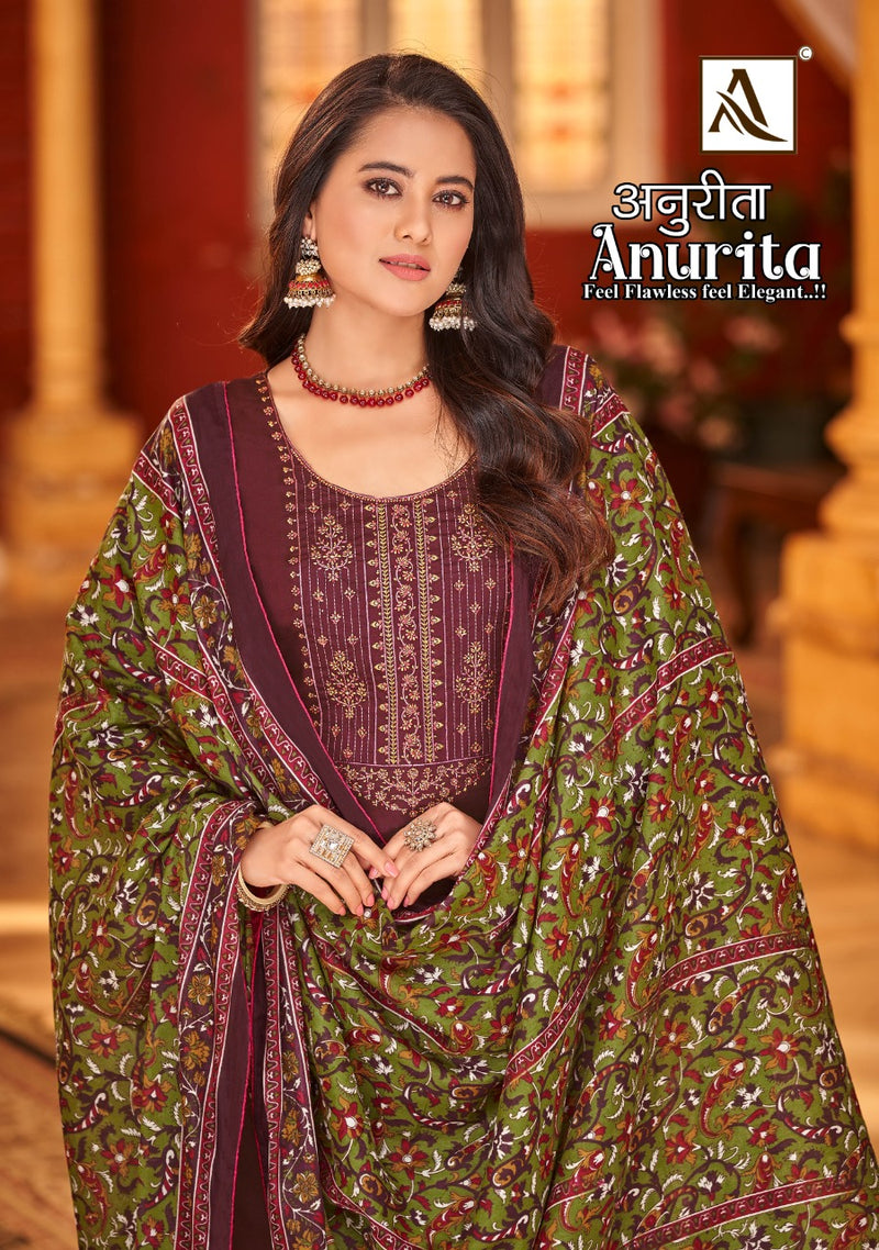 Alok Suit Anurita Jam Cotton With Neck Embroidery Work Stylish Designer Fancy Salwar Kameez