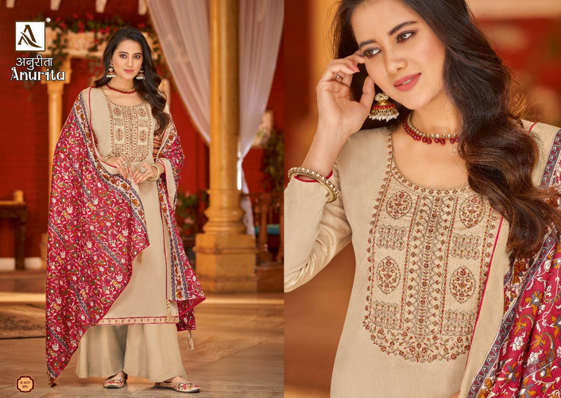Alok Suit Anurita Jam Cotton With Neck Embroidery Work Stylish Designer Fancy Salwar Kameez