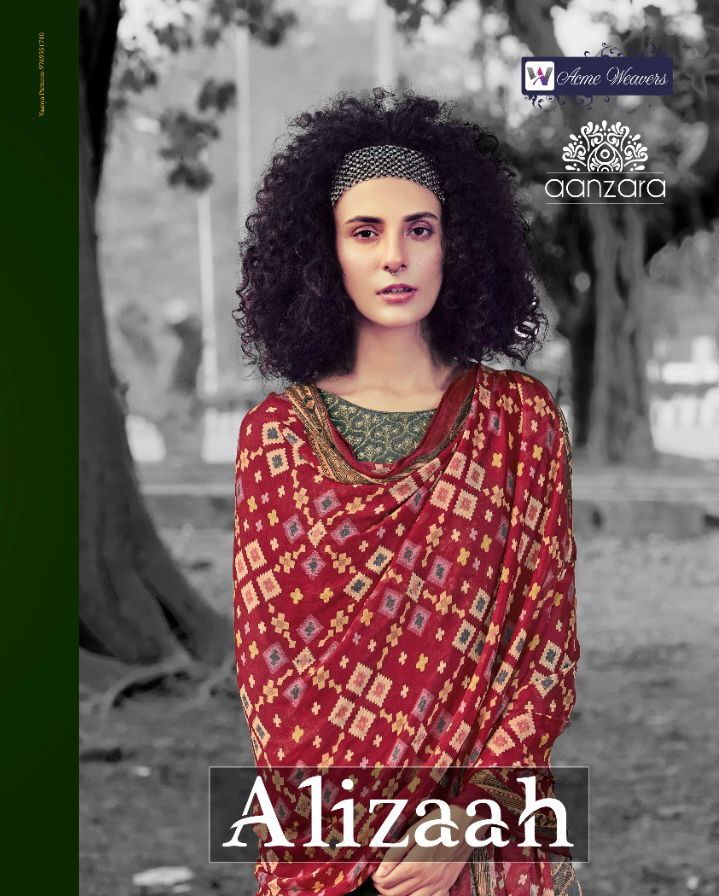 Aanzara Alizaah Jacquard Silk Digital Printed Pure Chinoon Chiffon Salwar Suit