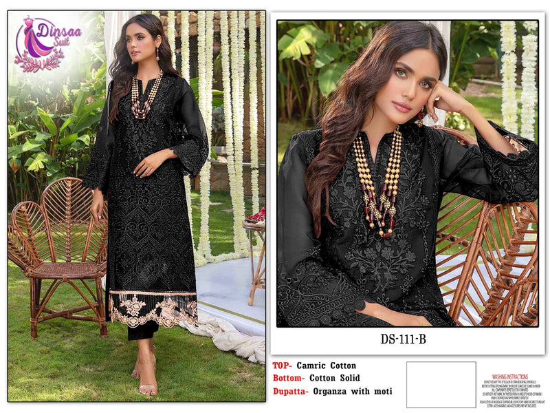 Dinsaa Suit DS 111 Cotton Embroidered Pakistani Style Party Wear Salwar Suits