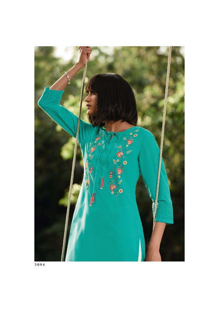 Four Button Colors Vol 10 Cotton With Exclusive Embroidery Work Fancy Casual Wear Kurtis