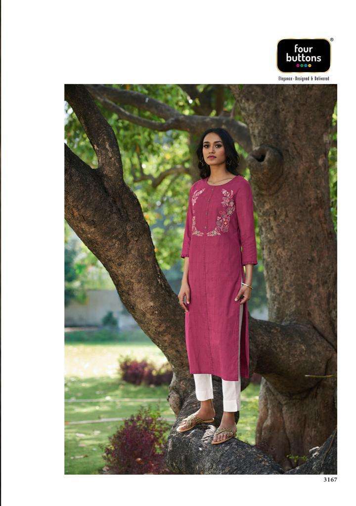 Four Buttons Basil Vol 2 Cotton Heavy Embroidery Work Casual Wear Readymade Kurtis