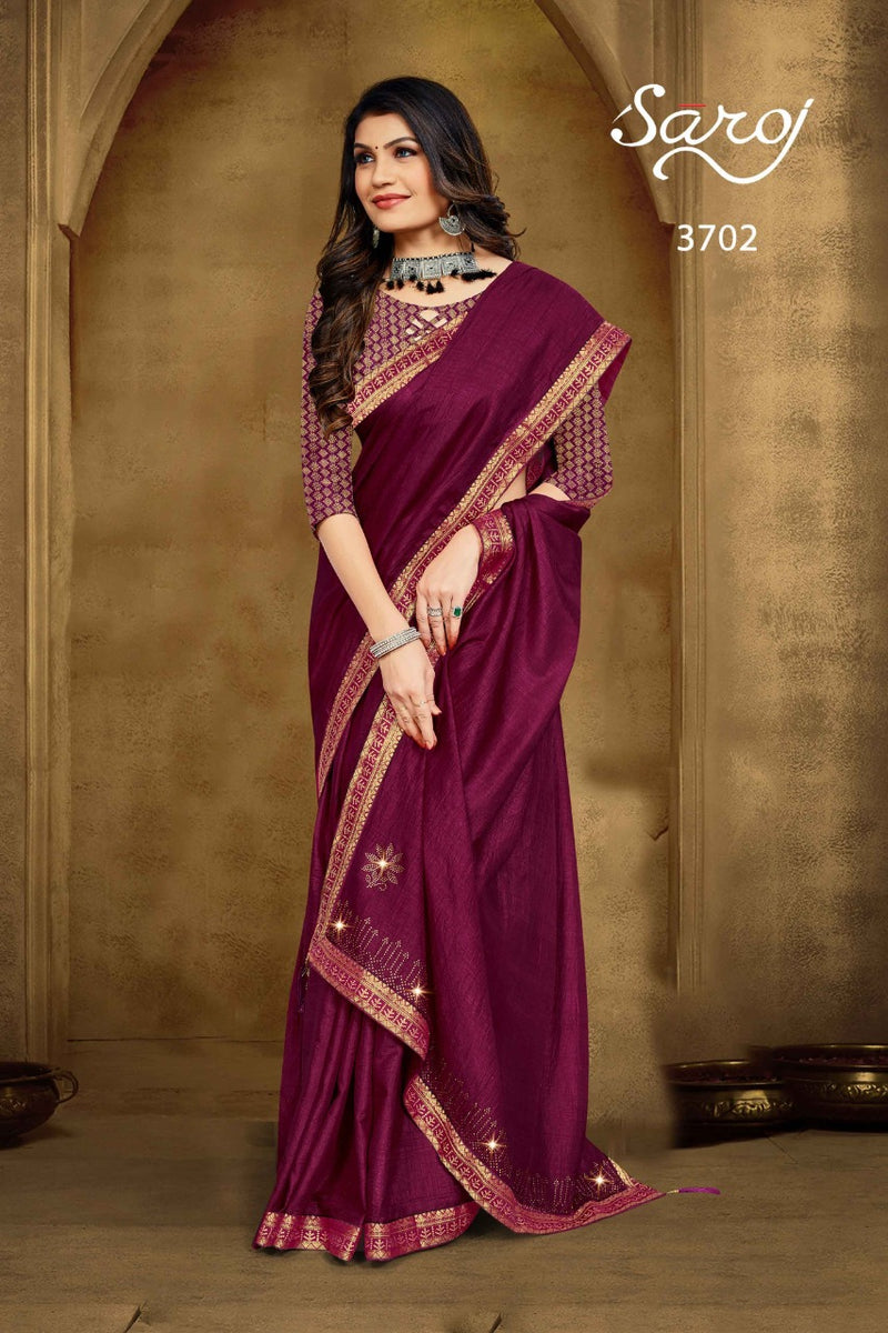 Saroj Galaxy Vichitra Silk Designer Party Wear Sarees