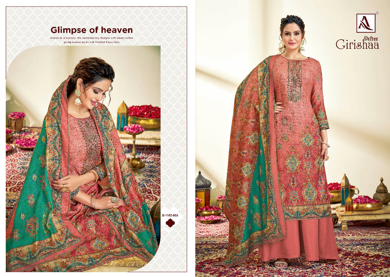 Alok Suit Girishaa Pashmina Digital Print With Embroidery Work Stylish Designer Festive Wear Salwar Kameez