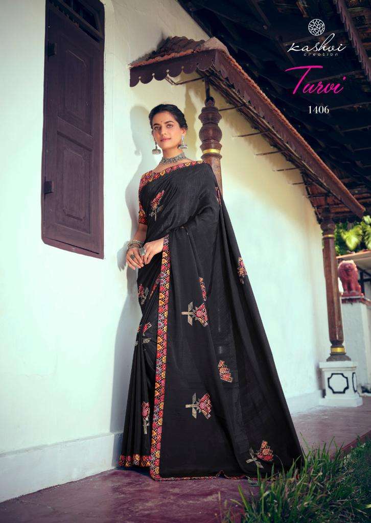 Kashvi Creation Turvi Chiffon Printed Regular Wear Fancy Sarees
