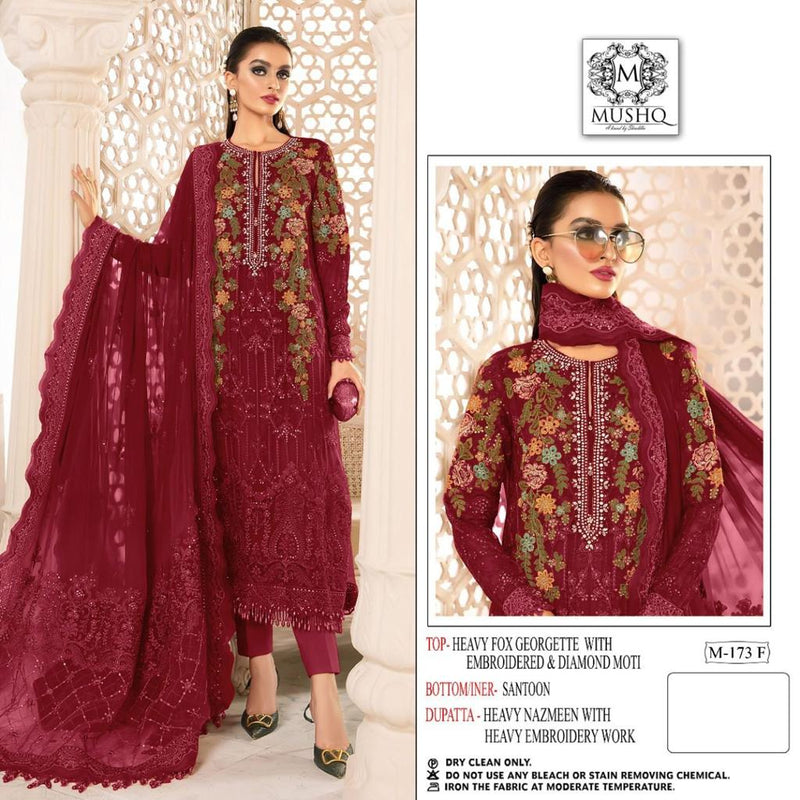 Mushq Dno M 173 F Georgette With Heavy Beautiful Embroidery Work Stylish Designer Party Wear Salwar Kameez