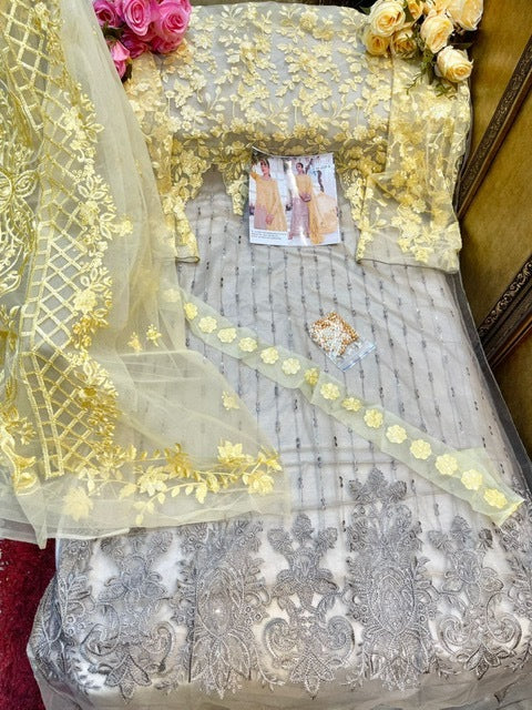 Zarqash Mariya B Embroidered Z 2030 Butterfly Net Pakistani Style Wedding Wear Designer Salwar Suits