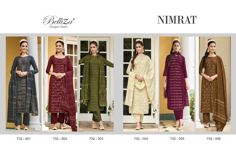 Belliza Nimrat Silk Jacquard With Fancy Work Stylish Designer Beautiful Festive Wear Salwar Kameez