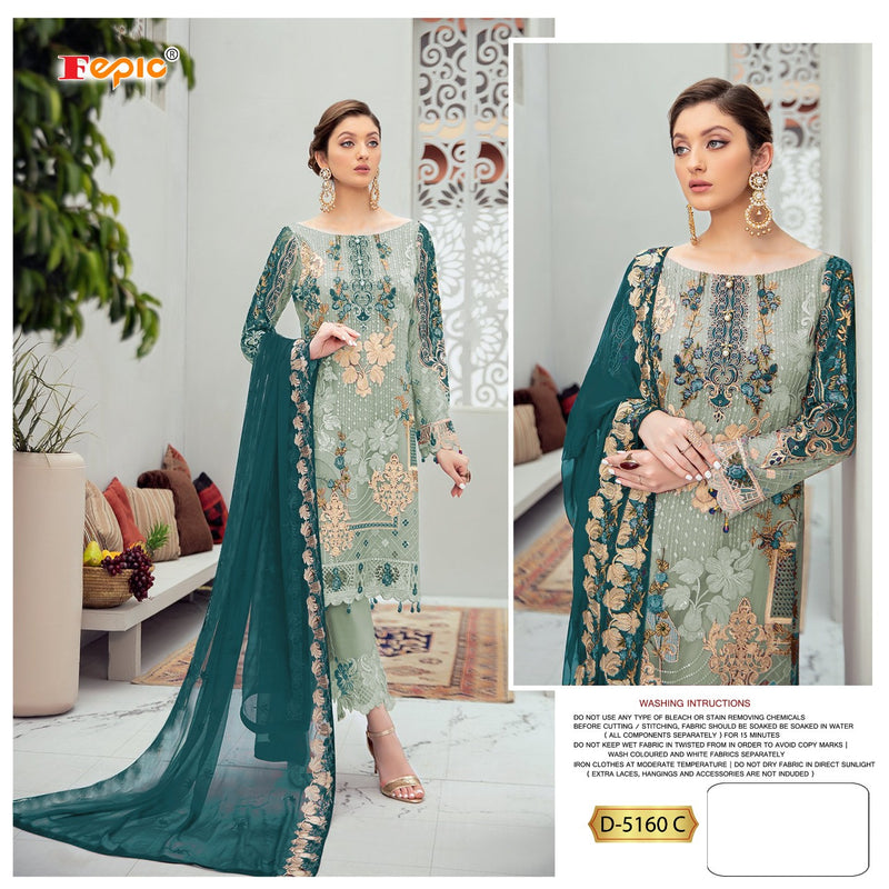 Fepic Rosemeen D 5160 Fox Georgette Pakistani Style Embroidered Party Wear Salwar Suits