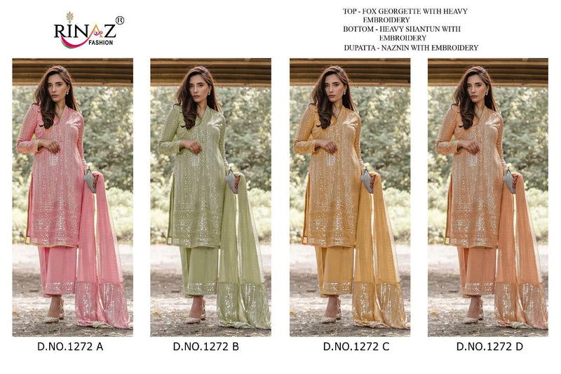 Rinaz Fashion 1272 Colour Faux Georgette Heavy Embroidery Work Salwar Kameez