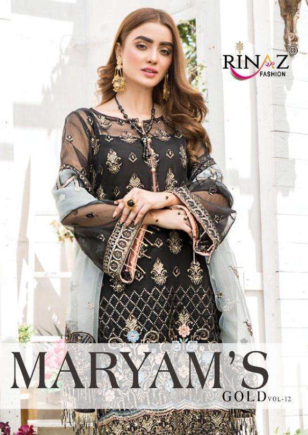 Rinaz Fashion Maryam's Gold Vol 12 Faux Georgette Embroidered Pakistani Suit