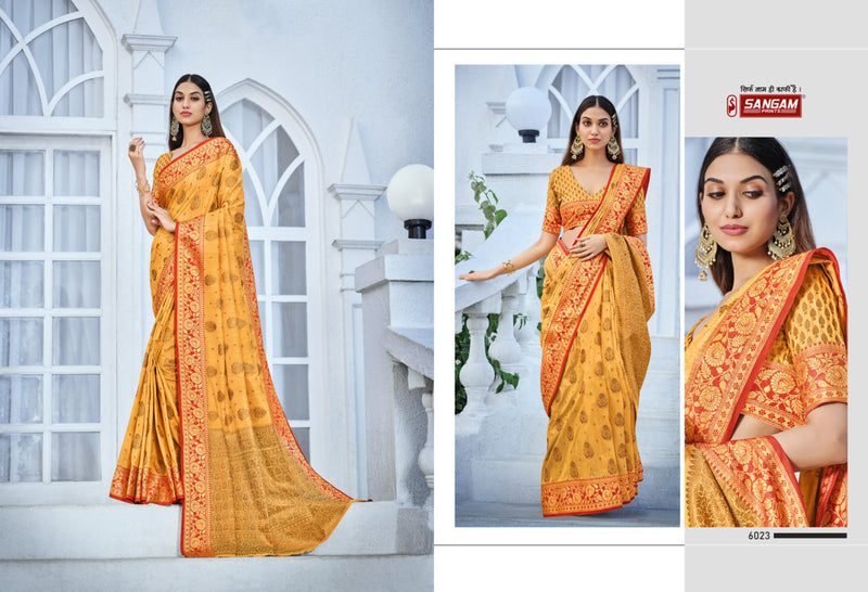 Sangam Print Pranavi Cotton Handloom Beautiful Party Wear Sarees
