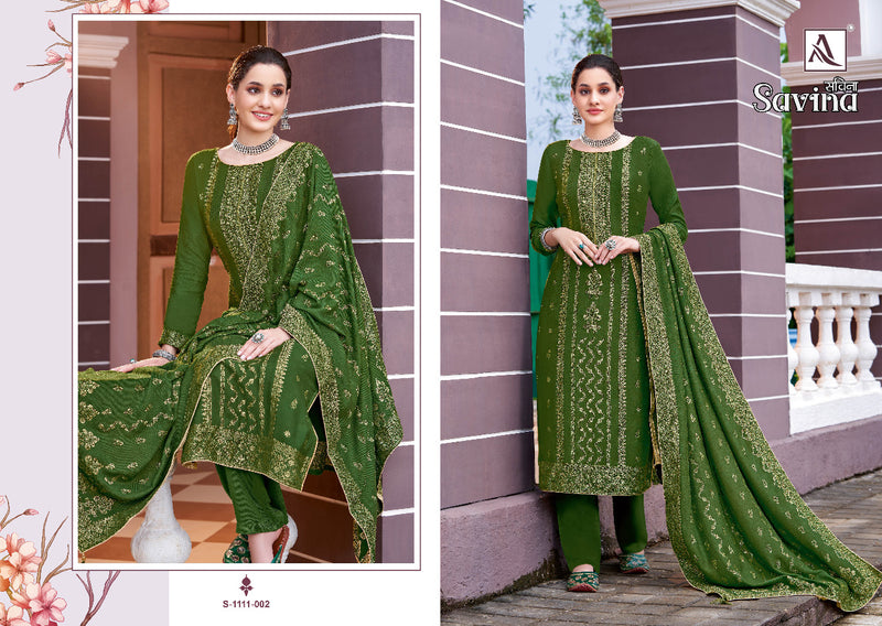 Alok Suit Savina Pashmina With Heavy Embroidery Work Stylish Designer Festive Wear Salwar Kameez