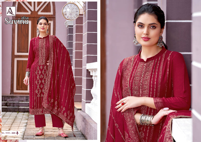 Alok Suit Savina Pashmina With Heavy Embroidery Work Stylish Designer Festive Wear Salwar Kameez