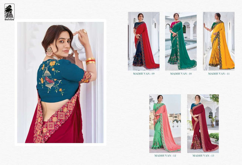 Sahiba Madhuvan Fancy Designer Partywear Sarees Collection