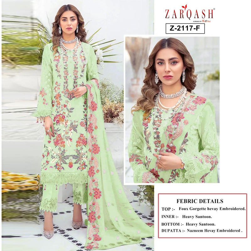 Zarqash Tazima Fox Georgette Heavy Embroidered Pakistani Style Party Wear Salwar Suits