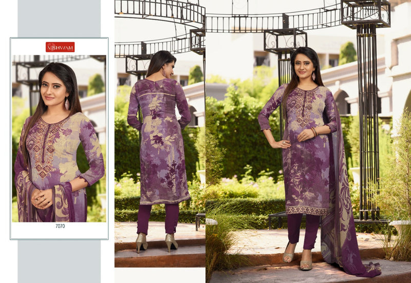 Vishwam Espresso Vol 4 Fabric With Embroidery Work Salwar Suit In Crape