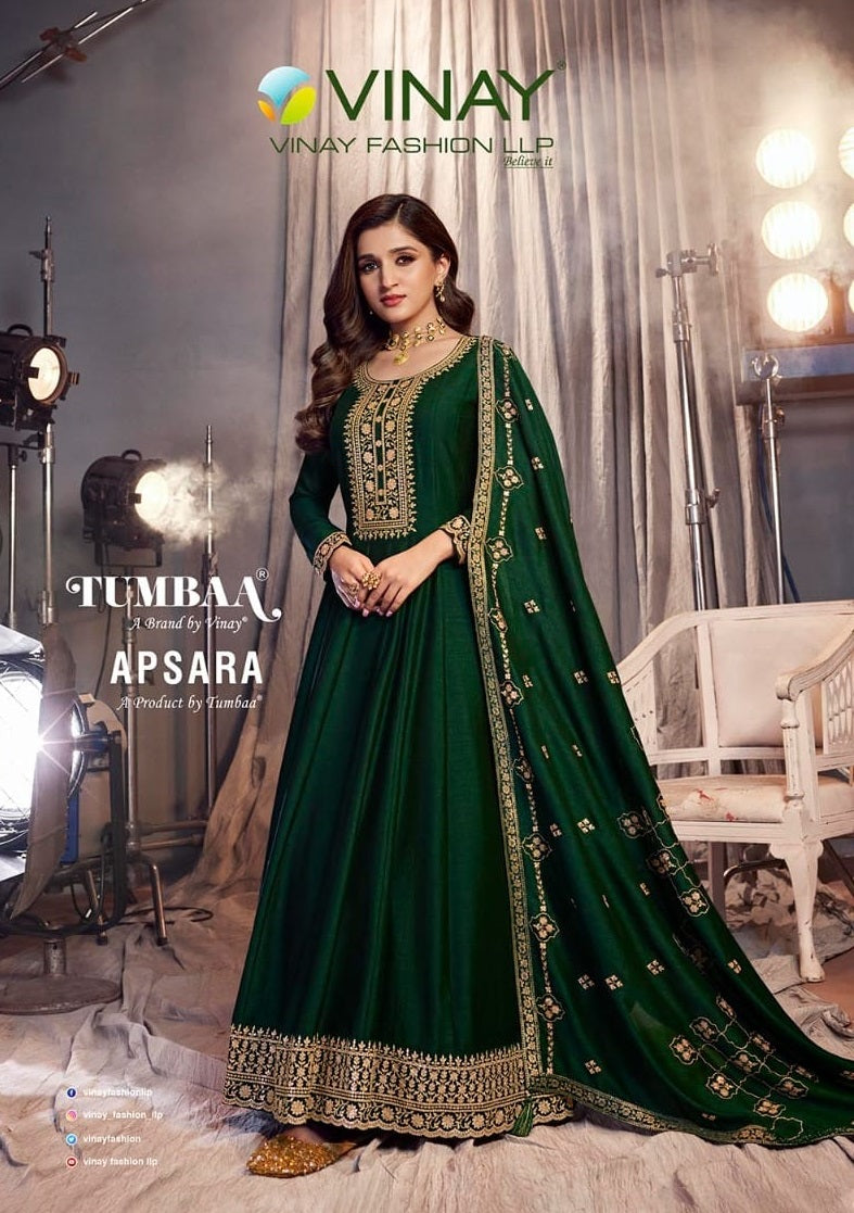 Vinay Fashion Apsara Silk Georgette Embroidered Work Gown Collection
