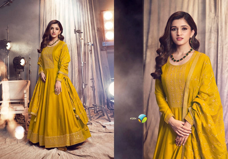 Vinay Fashion Apsara Silk Georgette Embroidered Work Gown Collection