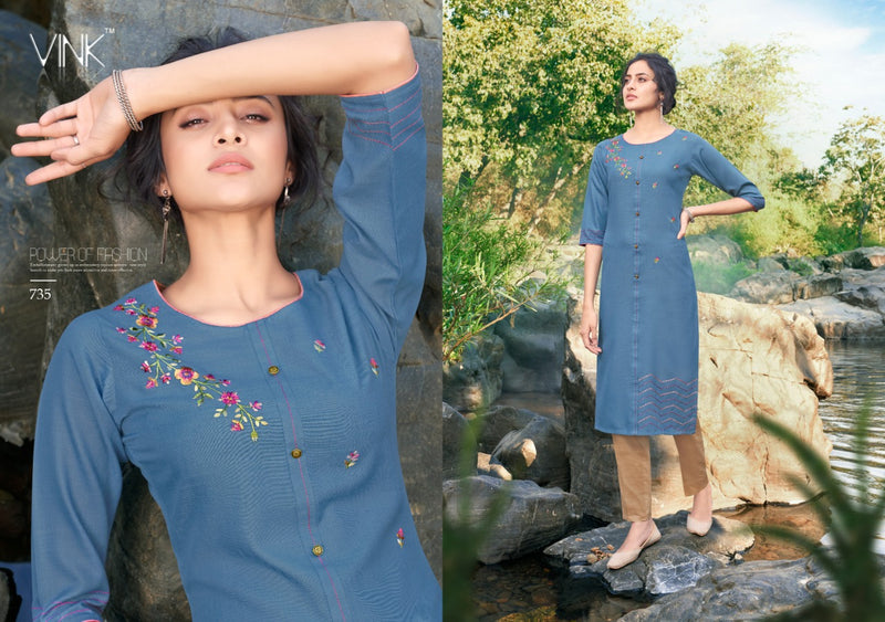 Vink Rio Vol 4 Cotton With Heavy Embroidery Work And Hand Work Exclusive Kurtis With Pant