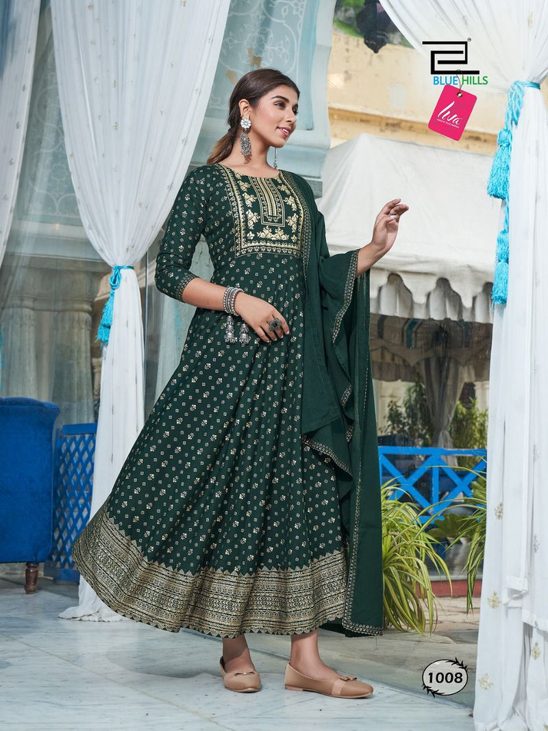 Blue Hills Raksha Bandhan Rayon Stylish Designer Festive Wear Fancy Look Long Gown