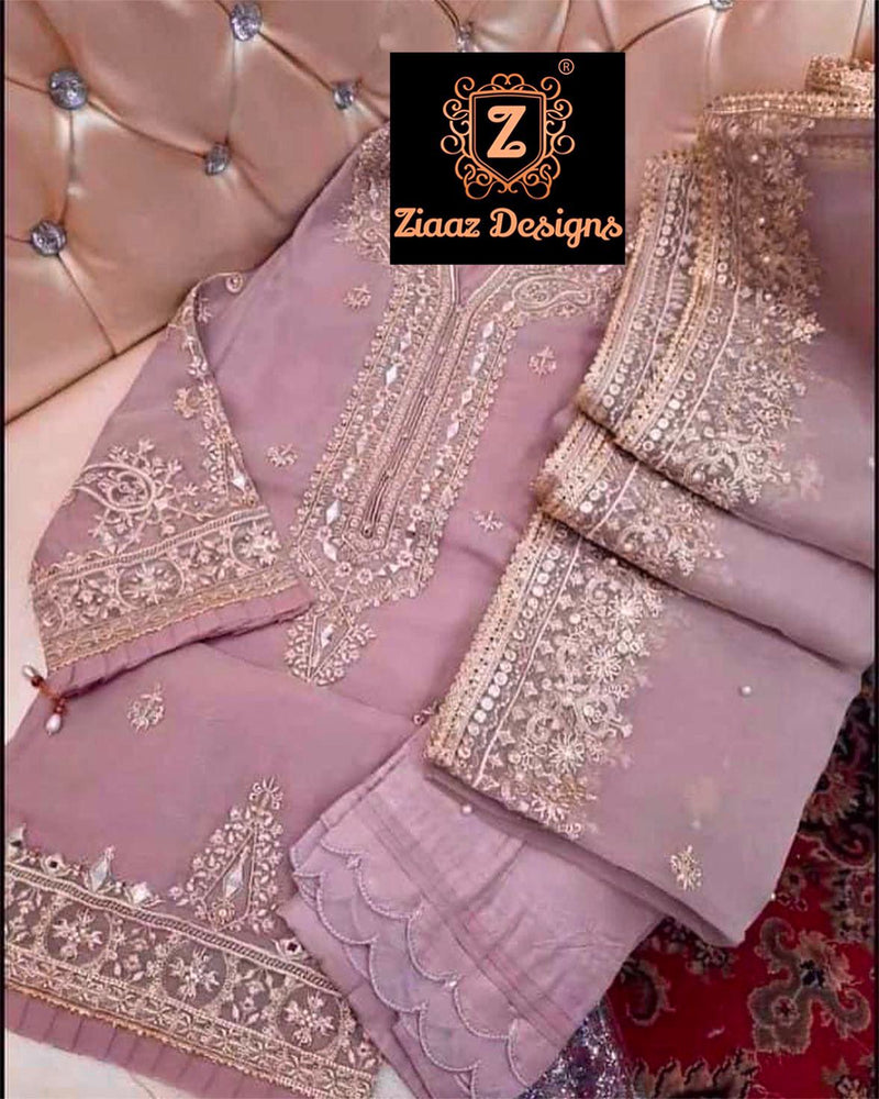 Ziaaz Designs Georgette With Mirror Work Embroidery Stylish Designer Pakistani Salwar Suit