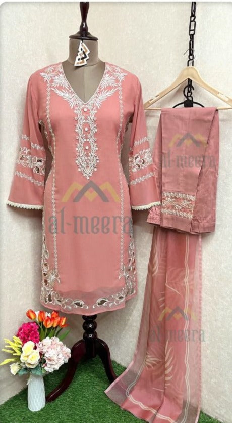 Al Meera Dno 1149 D Georgette With Heavy Embroidery Work Stylish Designer Attractive Look Pret Kurti