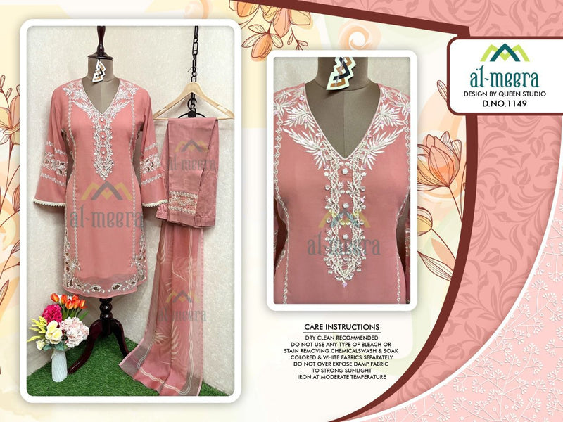 Al Meera Dno 1149 D Georgette With Heavy Embroidery Work Stylish Designer Attractive Look Pret Kurti