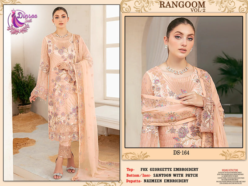 Dinsaa Suit Dno 164 Georgette With Heavy Embroidery Work Stylish Designer Party Wear Salwar Kameez