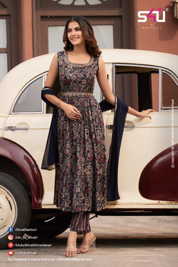S4u Shivali Shyra Modal Silk With Beautiful Work Stylish Designer Party Wear Attractive Look Fancy Kurti