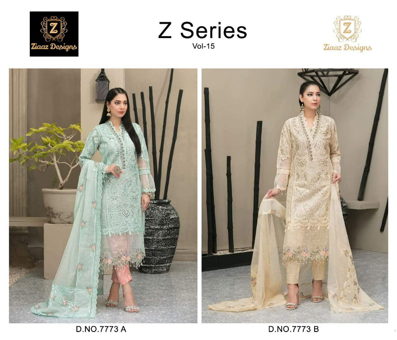 Ziaaz Designs Z Series Vol 15 Organza Pakistani Style Wedding Wear Salwar Suits