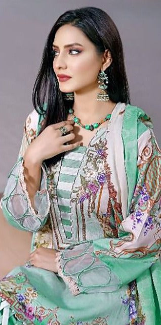 Cotton White Zara Shahjahan Original Pakistani Suit, Unstitched at