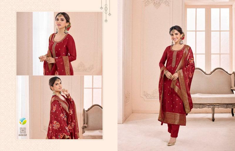 Vinay Fashion Dno 60631 To 60638 Jacquard With Heavy Embroidery Work Stylish Designer Printed Salwar Suit