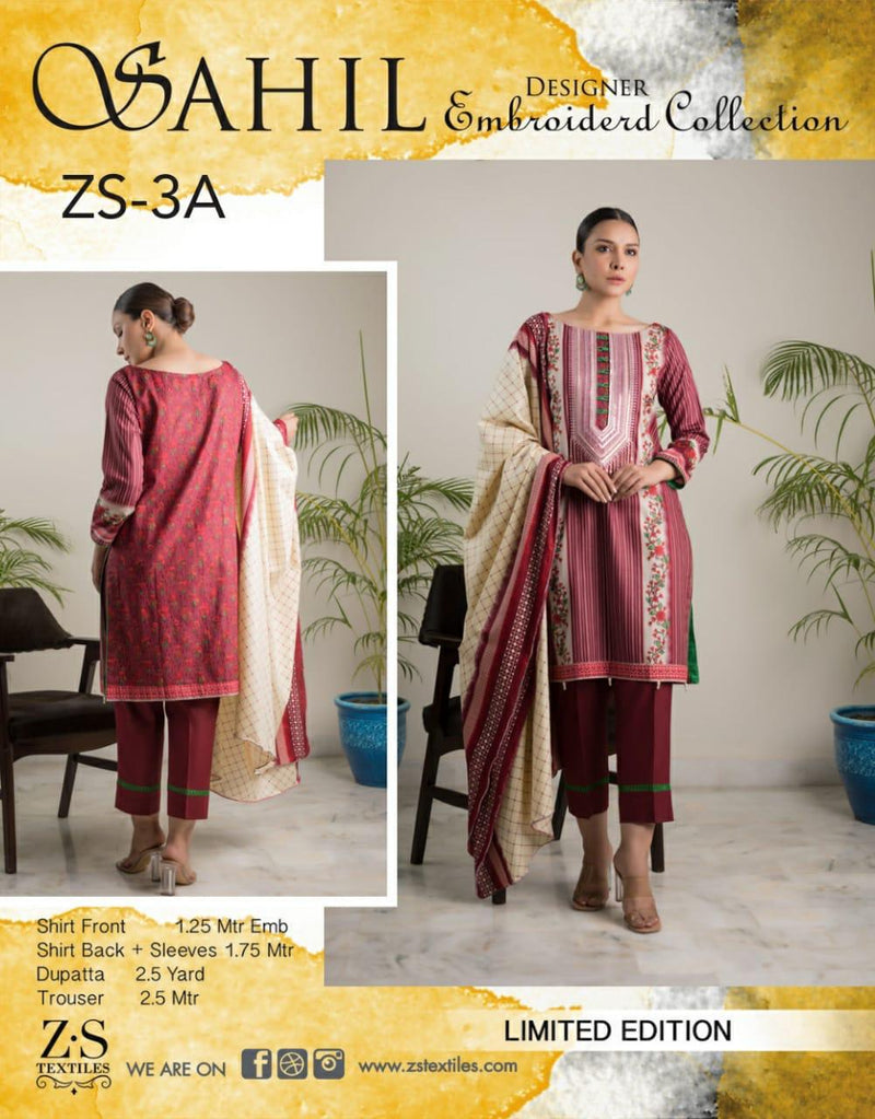 Zs Textile Sahil Lawn Limited Edition 2021 Pure Lawn Collection Salwar Kameez