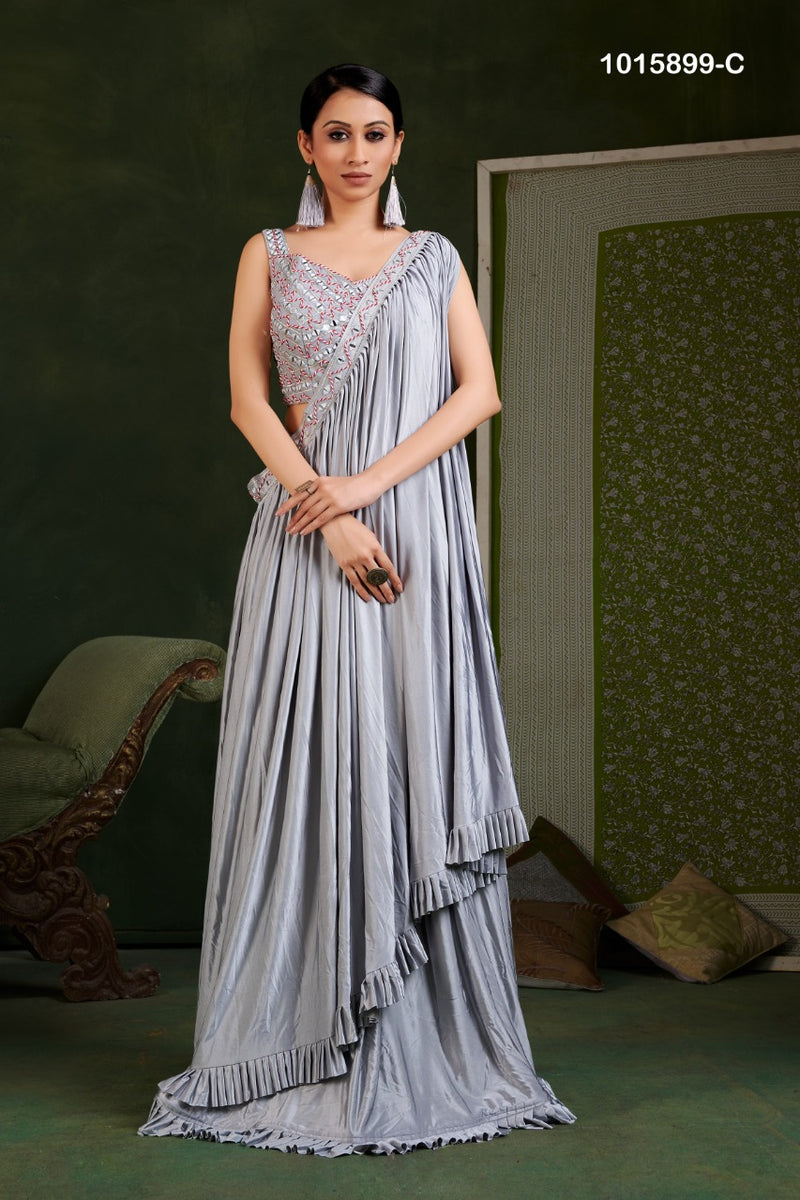 Amoha Trendz Dno 1015899 Imported Lycra With Hand Work Stylish Designer Party Wear Sarees