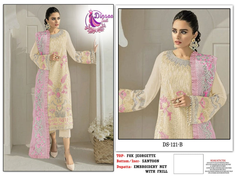 Dinsaa Suit Dno 121 B Georgette With Heavy Embroidery Work Stylish Designer Salwar Kameez